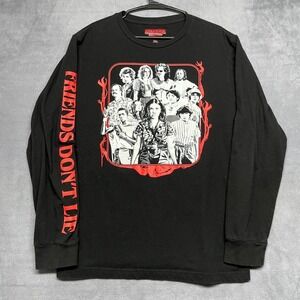 Stranger Things Shirt Mens XL Black Cotton Graphic Friends Don't Lie Long Sleeve